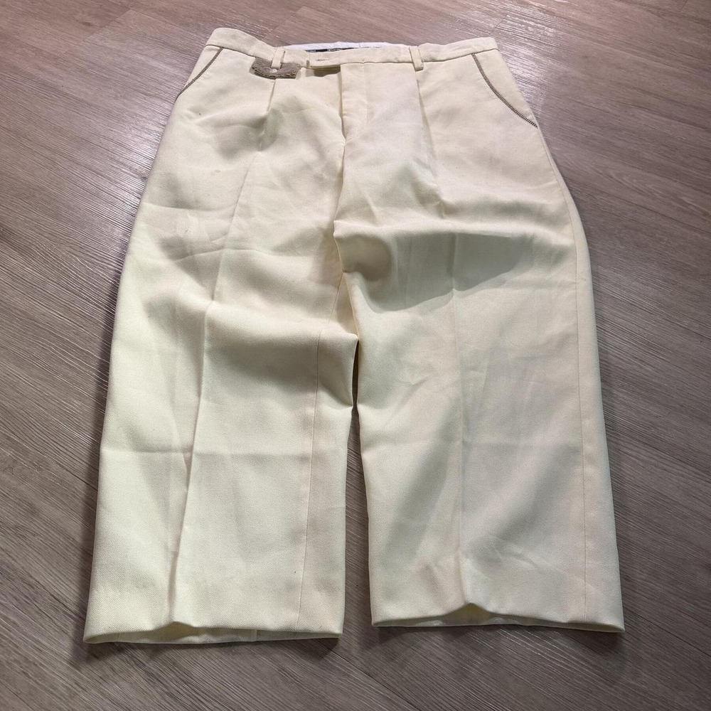 36x28 Cream Straight Wide Leg Pleated Dress Pants Y2K